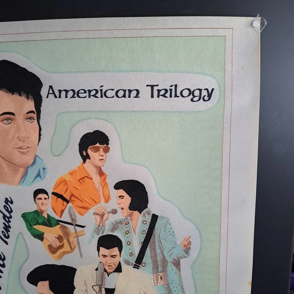 Elvis Presley Tapestry VTG 1978 Boxcar Felt Wall Hanging‎ 20x34 American Trilogy